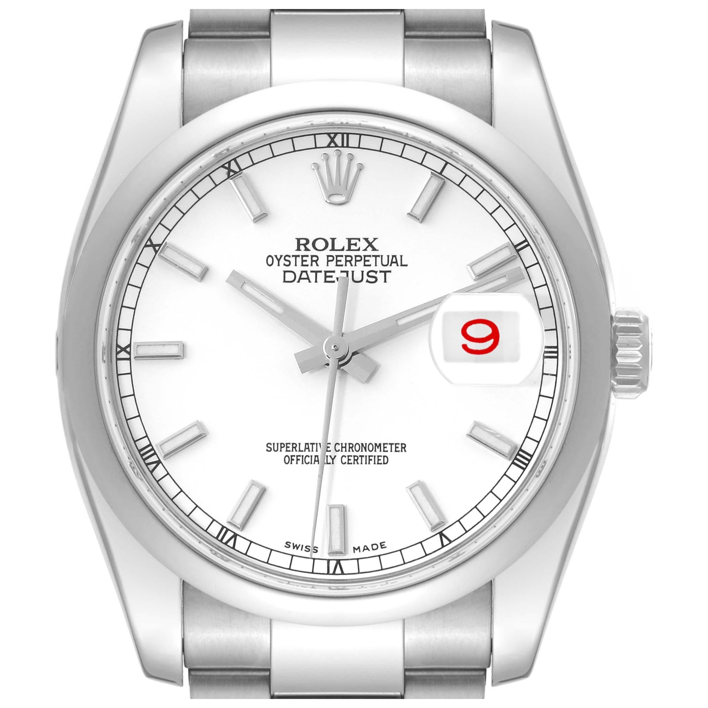 Rolex Montre pour hommes Datejust avec cadran blanc et bracelet Oyster en acier 116200