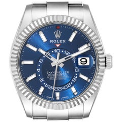 Rolex Sky-Dweller Blue Dial Steel White Gold Mens Watch 326934 Box Card