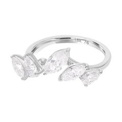 Pear & Marquise Diamond Promise Ring 14 Karat White Gold Handmade Fine Jewelry