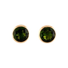 14K Diopside Stud Earrings - Green Gemstone Jewelry Vintage Style, Luxury Piece