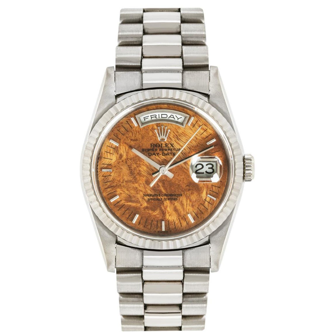 Rolex Rare Day-Date Wood Dial White Gold 18239 For Sale