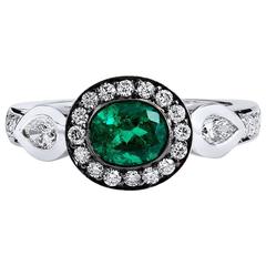 H&H Oval Emerald Diamond Gold Ring 5