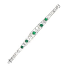 Vintage Cabochon Emerald and Diamond Bracelet