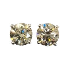 Clous d'oreilles en or blanc 14 carats avec diamants ronds certifiés EGL d'un poids total de 4,03 carats