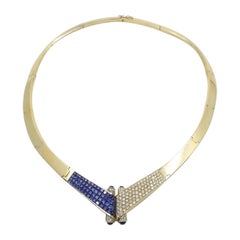 Collier Torque Vintage en or 18K saphir diamant