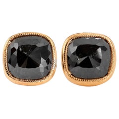 H&H 5.04 Carats Black Diamonds Gold Earrings