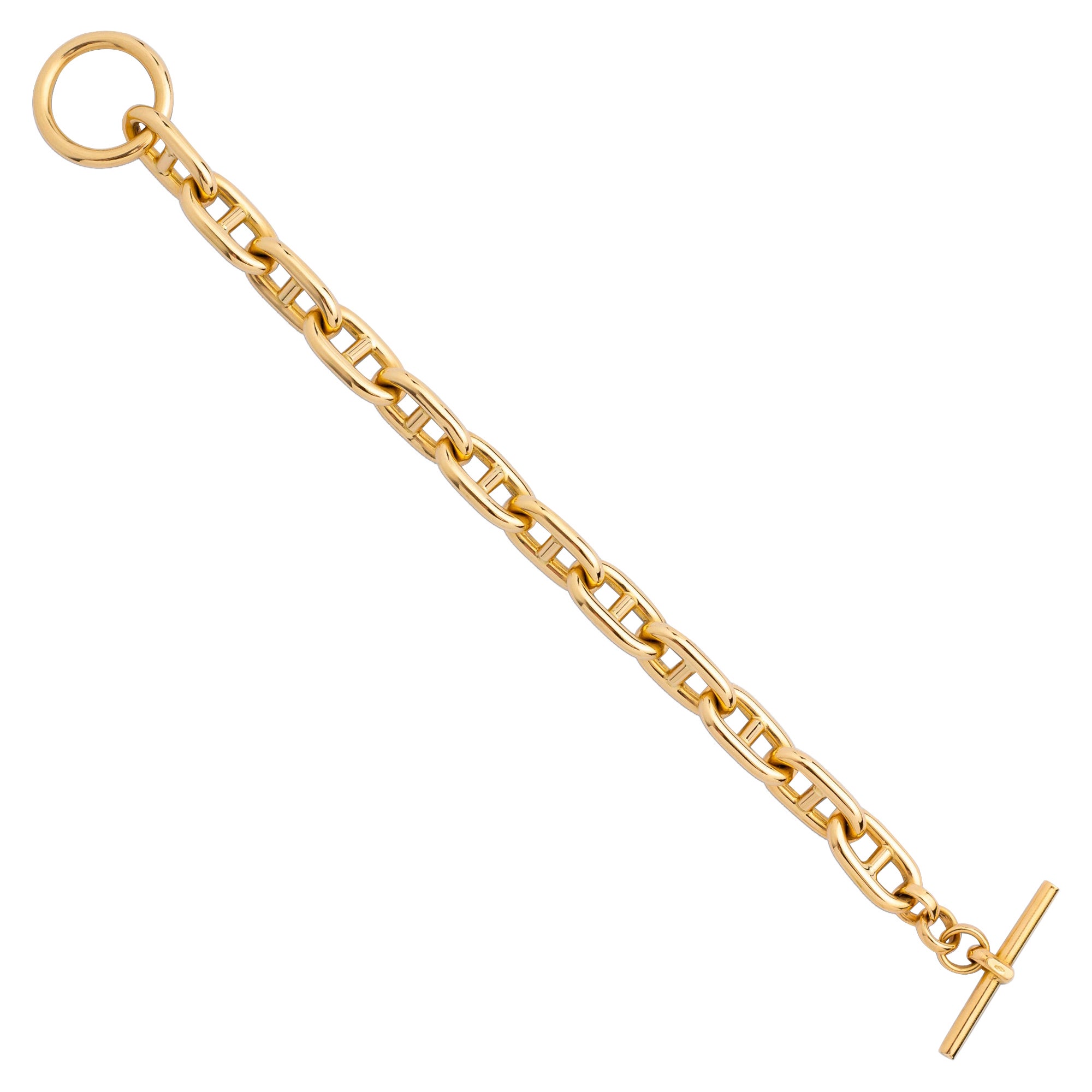 18 Karat Yellow Gold Anchor Link Bracelet With Toggle Clasp