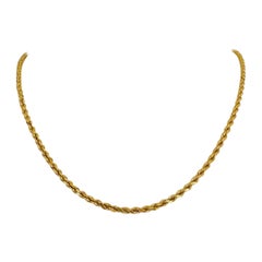 22 Karat Yellow Gold Solid Diamond Cut Rope Chain Necklace 