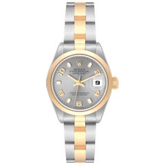 Rolex Datejust Damenuhr aus Stahl mit Gelbgold- Schiefer-Zifferblatt 69163
