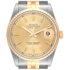 Rolex Datejust 36 Steel Yellow Gold Champagne Dial Mens Watch 16233 Box Papers