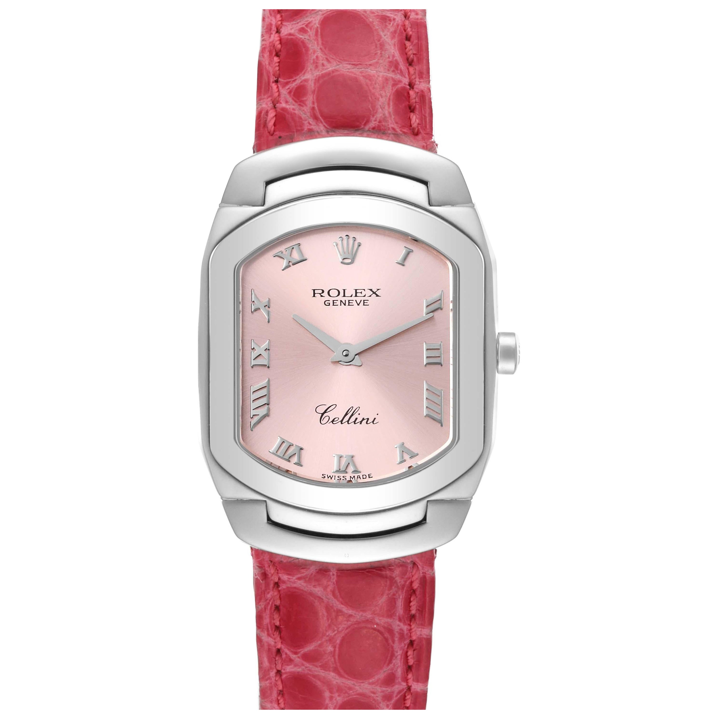 Rolex Cellini Cellissima White Gold Pink Dial Ladies Watch 6631 Papers
