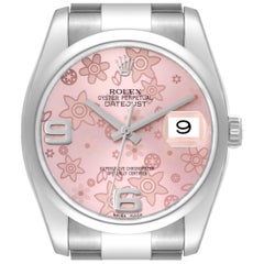 Rolex Datejust 36 Pink Floral Dial Steel Mens Watch 116200 Box Card