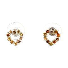 Boucle d'oreille en or blanc 14k Multi Fancy Color Diamond .4 Carat Heart Earring Stud