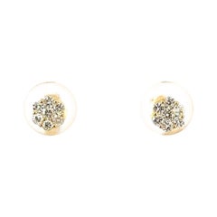 14k Yellow Gold Minimalist .28 Carat Diamond Cluster Earring Stud