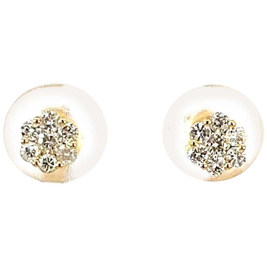 Boucle d'oreille en or jaune 14k Minimaliste .28 Carat Diamond Cluster Earring en vente
