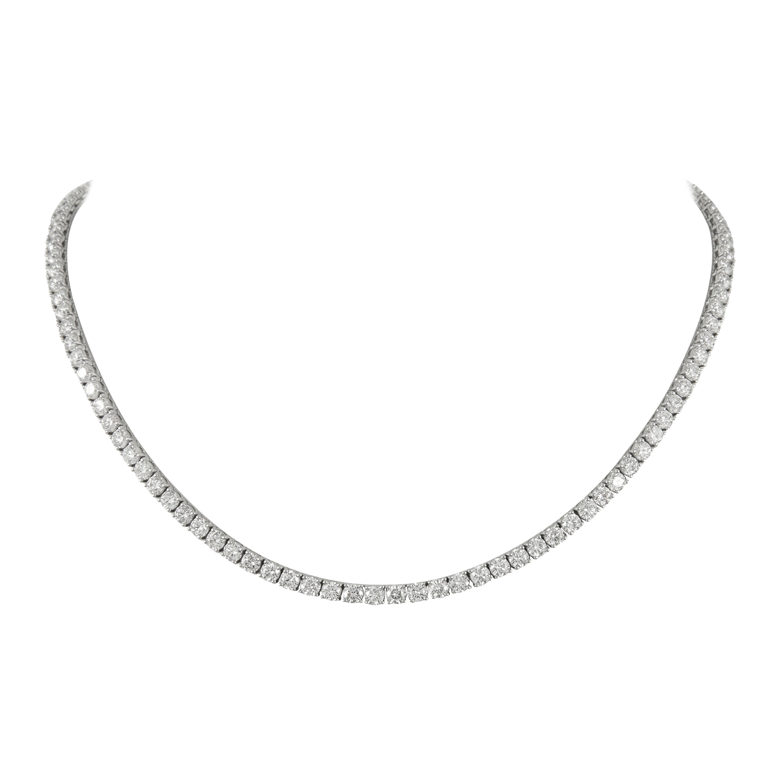 Alexander Beverly Hills 16.90 Carat Diamond Tennis Necklace 18k White Gold For Sale