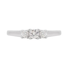 Exquisite 14K White Gold Ring with 0.22ct 3-stone Natural Diamonds