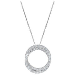 Natural White Round Diamond 1.20 Carat TW White Gold Drop Pendant