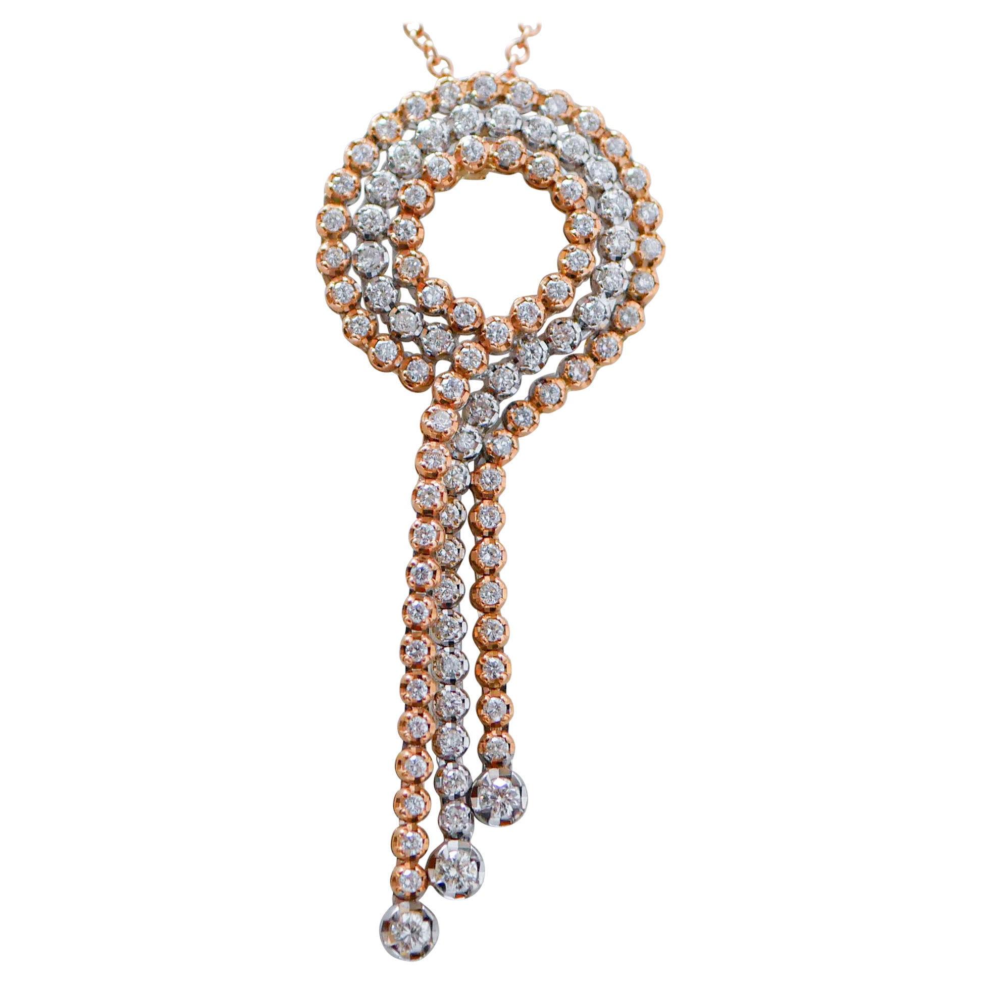 Collier pendentif en or rose et or blanc 18 carats et diamants