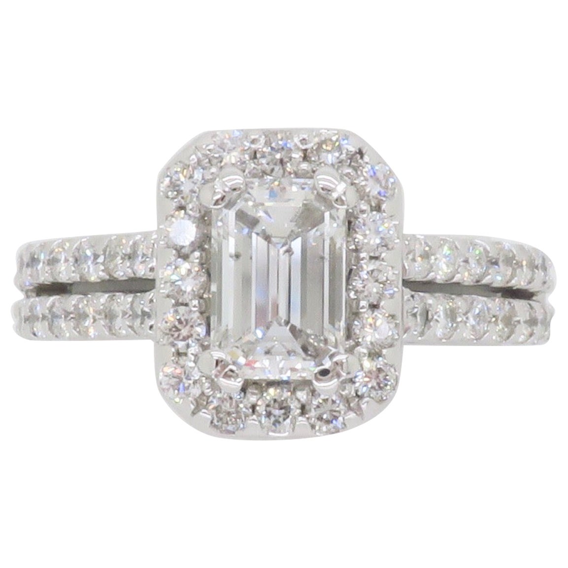 2.14CTW Certified Emerald Cut Diamond Engagement Ring  For Sale