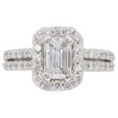 Bague de fiançailles 2.14CTW Certified Emerald Cut Diamond 
