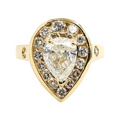 Significant 18k 1.60ct Pear Cut Halo Diamond Ring