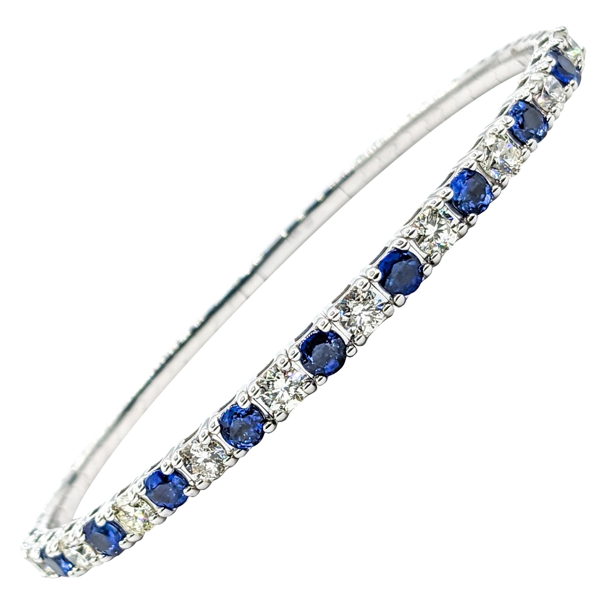 Sapphire & Diamond White Gold Bangle Bracelet