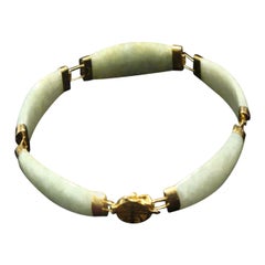 Seltenes Nachlass 14KT Gold Wunderschönes Jade-Armband