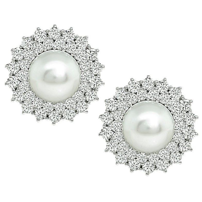 10.00ct Diamond Pearl Earrings