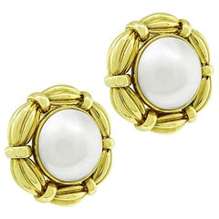 Tiffany & Co Mabe Pearl Gold Earrings