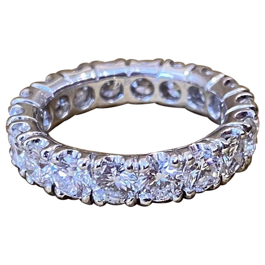 Round Diamond Eternity Band Ring 3.78 Carat Total Weight 4.6mm in 18k White Gold
