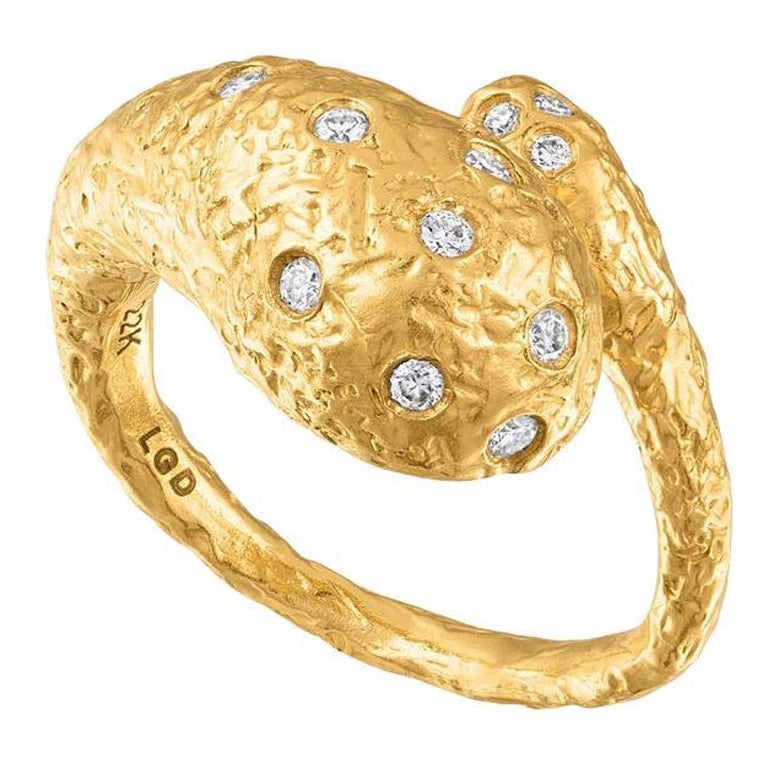 The Cosmic Python Diamond Cocktail Ring in 22k Gold For Sale