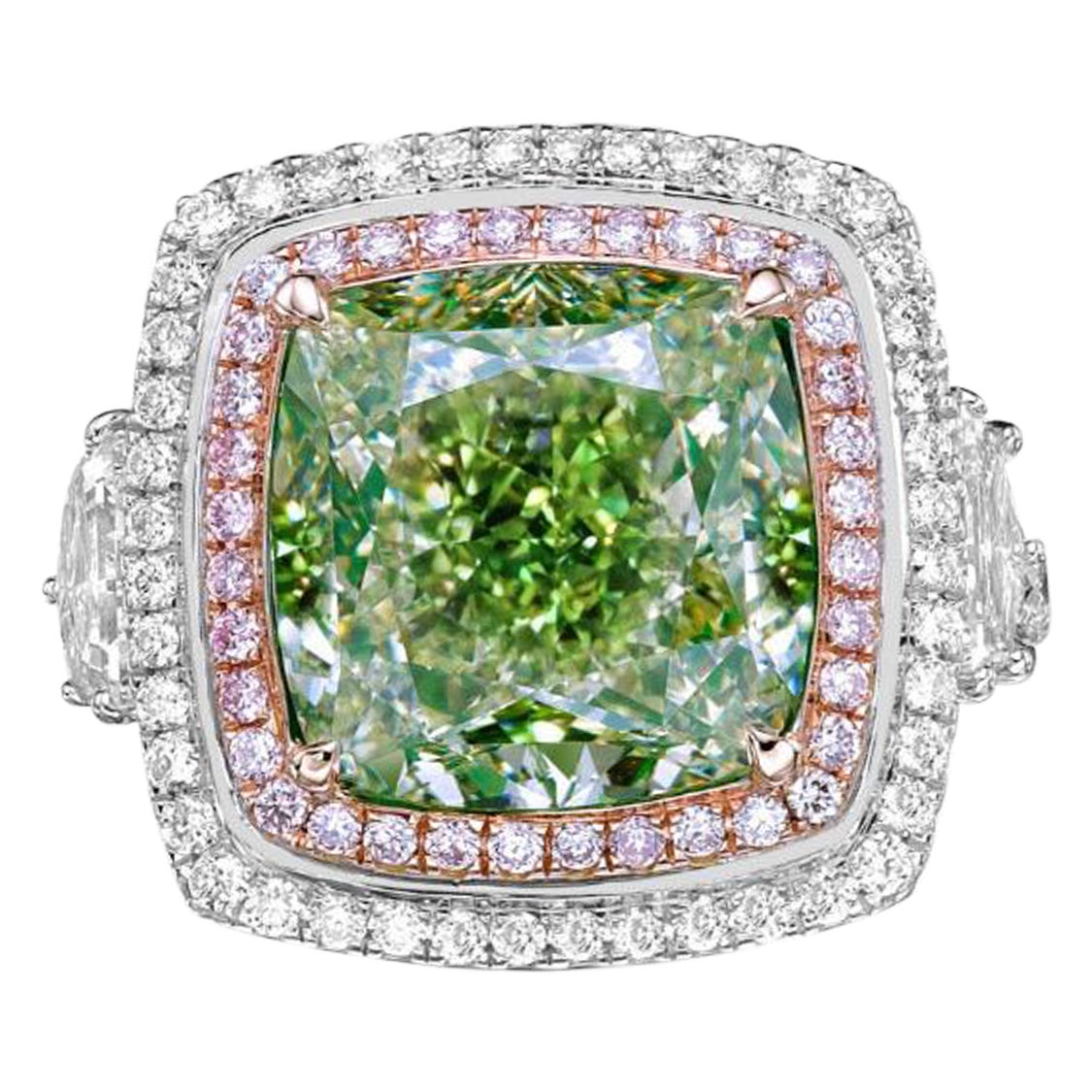 Emilio Jewelry 11.00 Carat Gia Certified Fancy Light Greenish Diamond Ring 