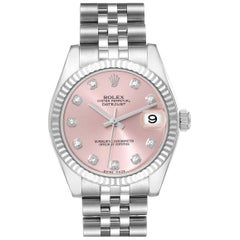 Rolex Datejust Midsize Steel White Gold Pink Diamond Dial Ladies Watch 178274