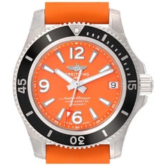 Breitling Superocean 36mm Orange Dial Steel Ladies Watch A17316 Unworn