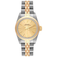 Rolex Oyster Perpetual Champagne Dial Steel Yellow Gold Ladies Watch 67193