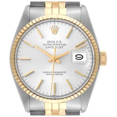 Rolex Datejust Silver Dial Steel Yellow Gold Vintage Mens Watch 16013