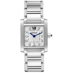Vintage Cartier Tank Francaise Small Steel Diamond Dial Ladies Watch WE110006