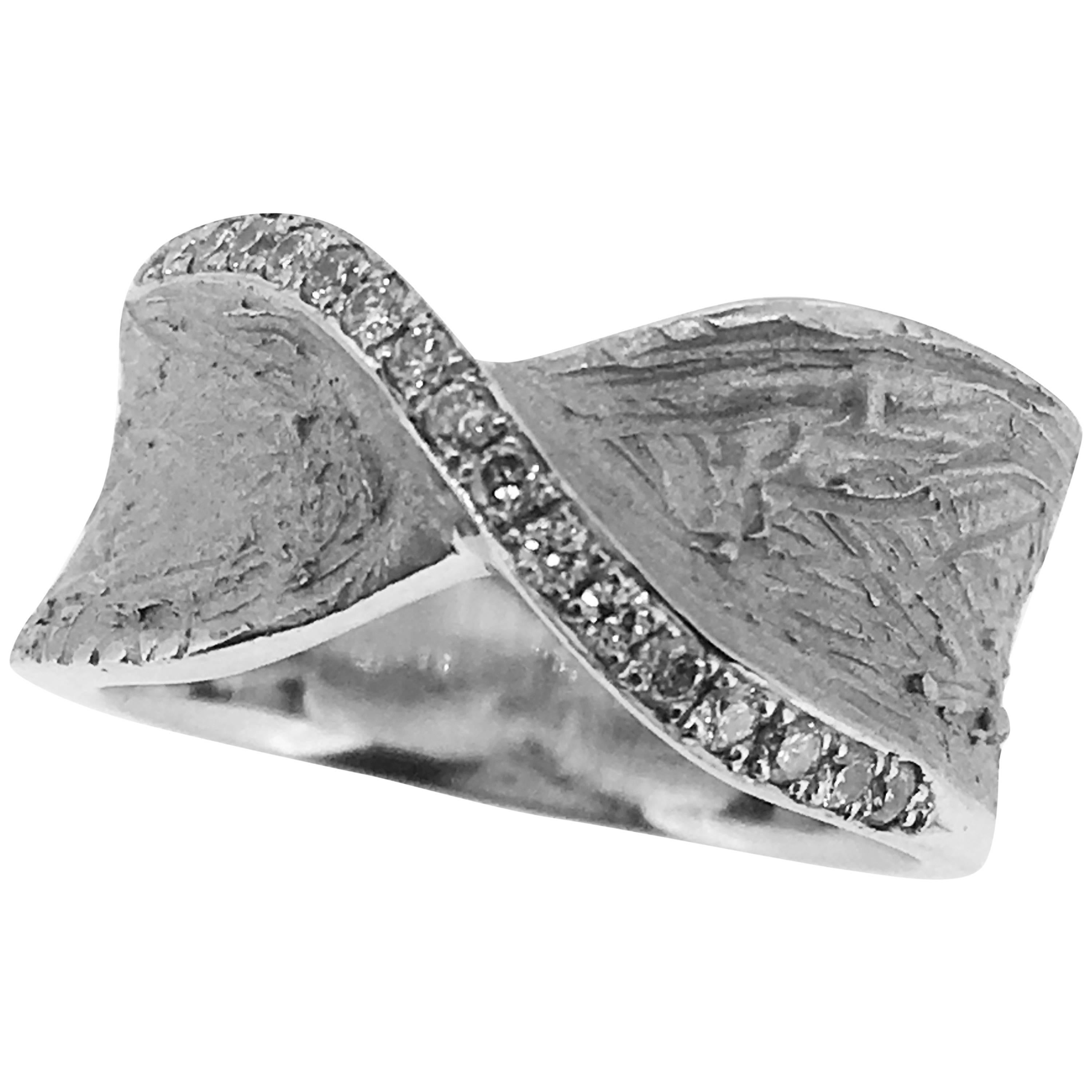 S. Van Giel Diamonds Gold Gothic Wedding Ring For Sale