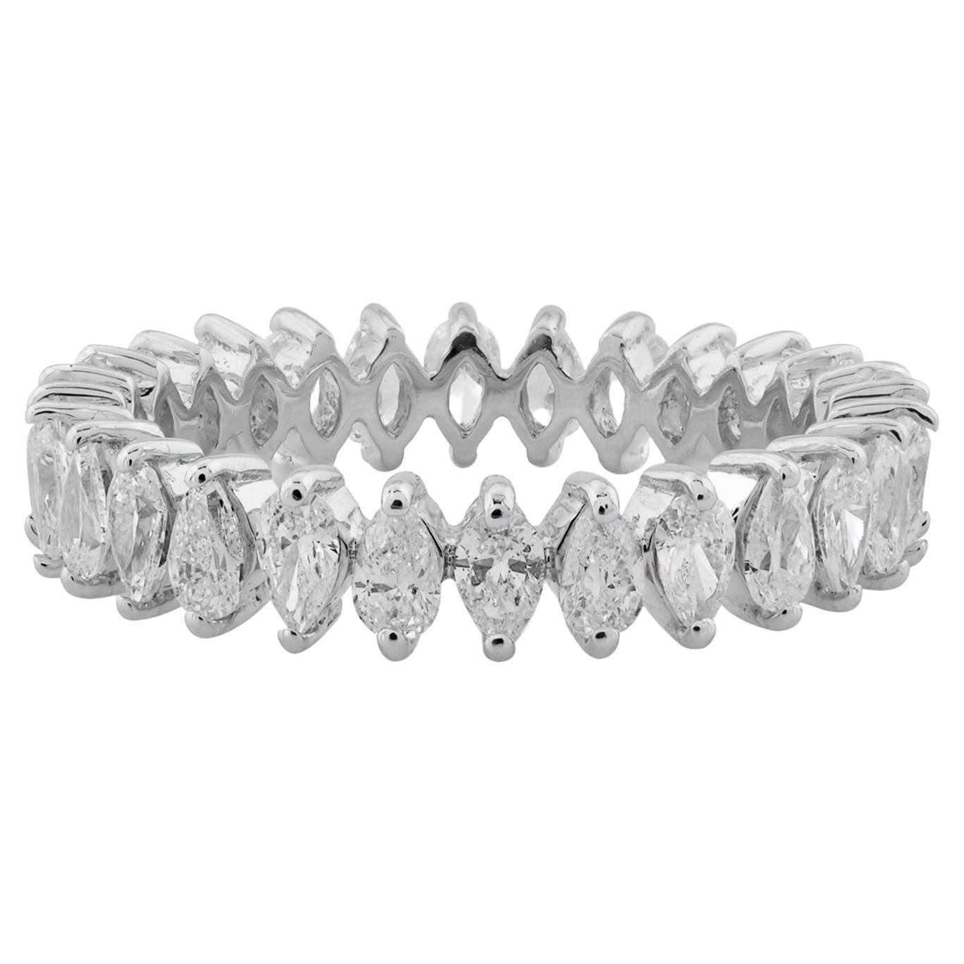 1.65 Carat Pear Shape Diamond Band Ring 14 Karat White Gold Handmade Jewelry