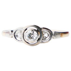 Used German Ring 0.3 ct Diamonds solid 14K Gold Platinum Ø8US/ 1.76 gr