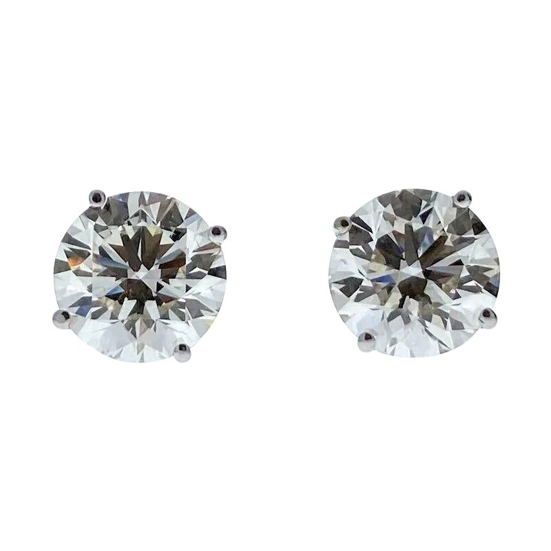 3.01 Total Carat Weight Round Diamond Studs In 14k White Gold