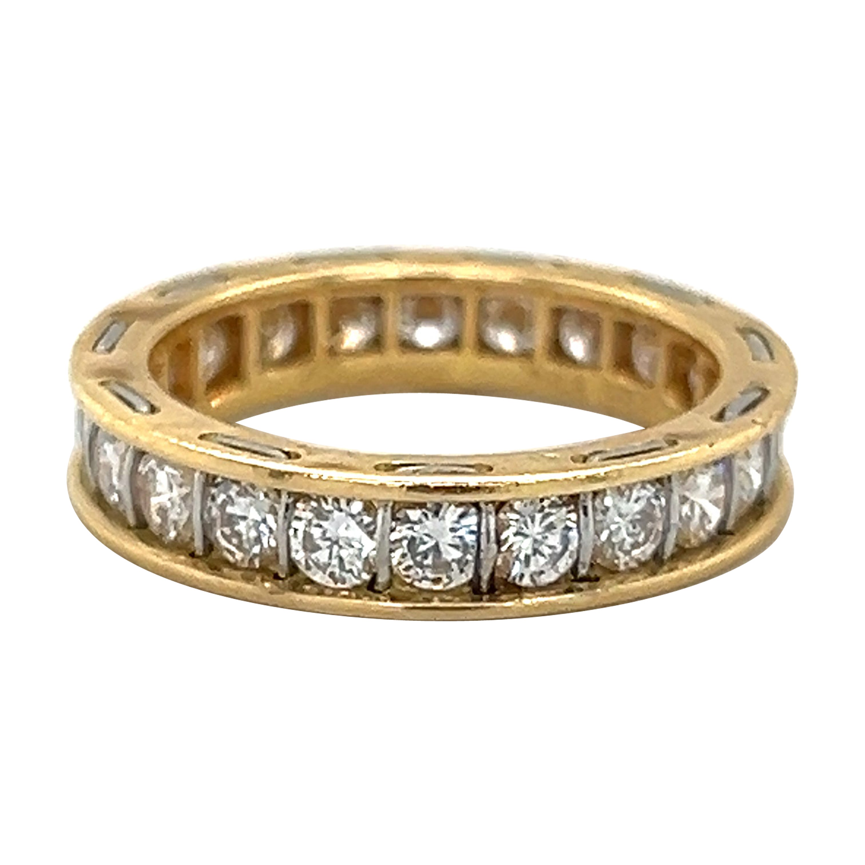 Vintage Cartier Diamond Eternity Ring 18k Yellow Gold Stackable Size 48 For Sale