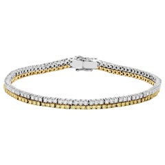 Natural Yellow Round and White Diamond 2.88 Carat TW Gold Tennis Bracelet