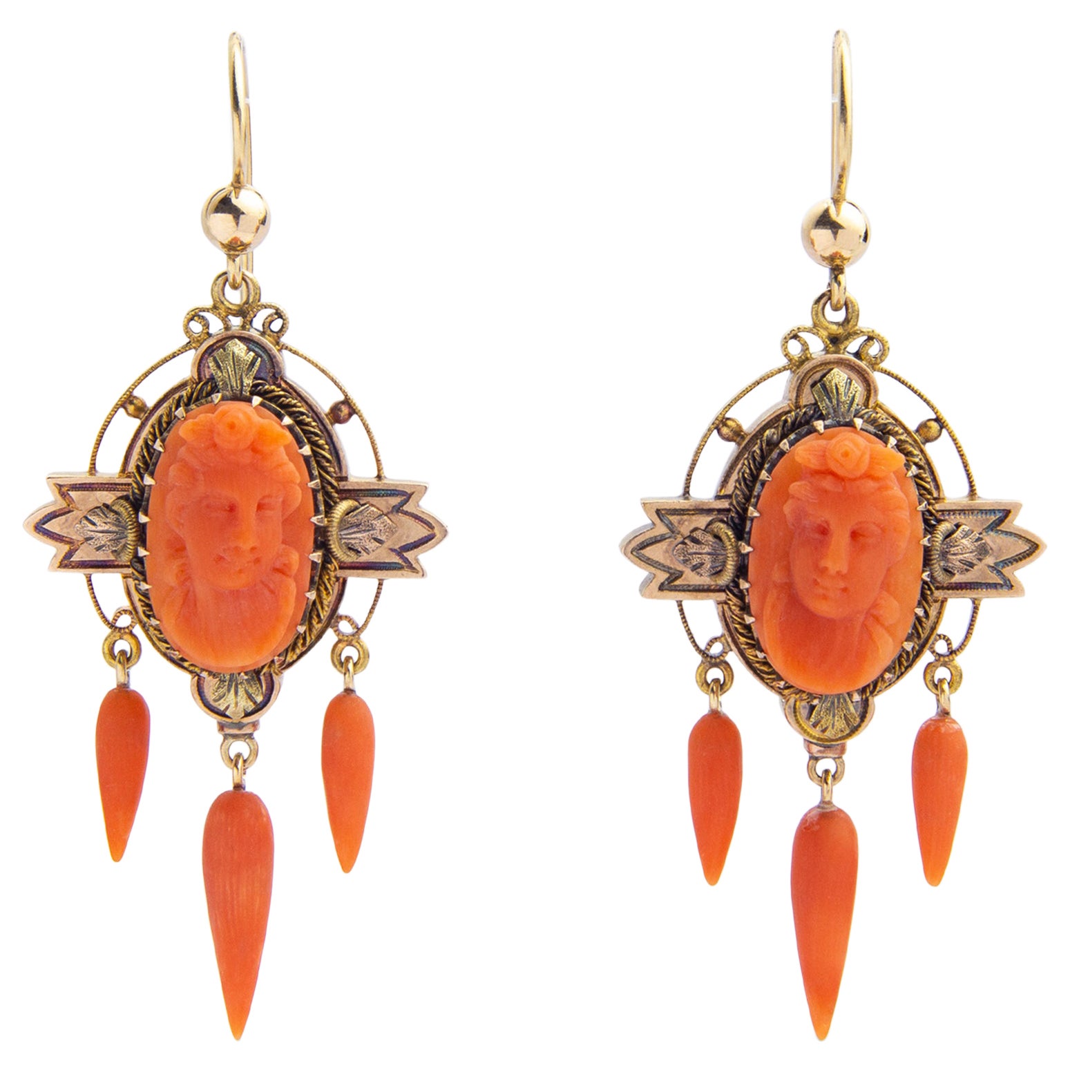 Art Deco Silver, Marcasite & Coral Screw On Earrings (881L) | The Antique  Jewellery Company