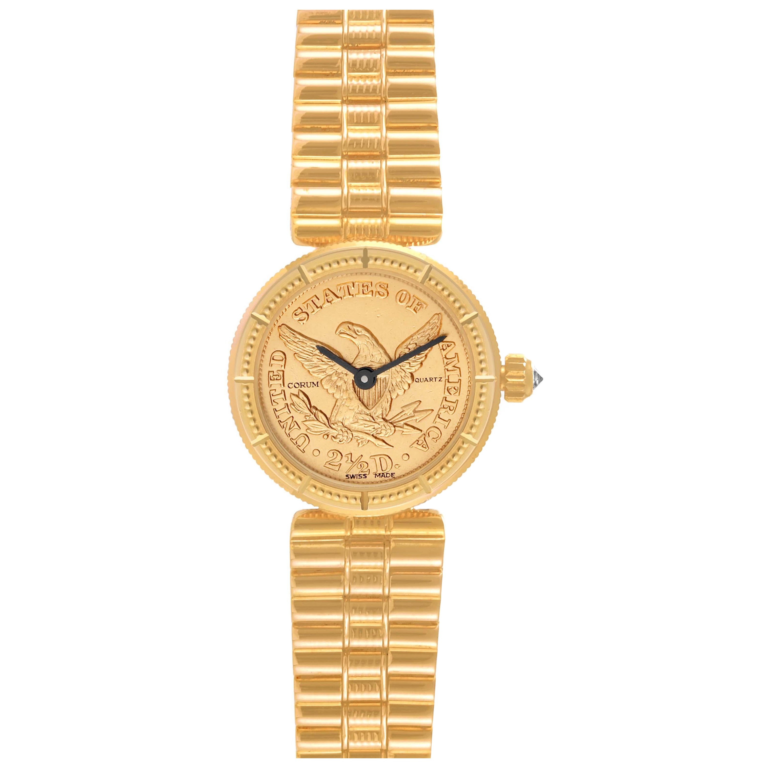 Corum 2.5 Dollars Eagle Liberty Coin Yellow Gold Ladies Watch 1852 For Sale