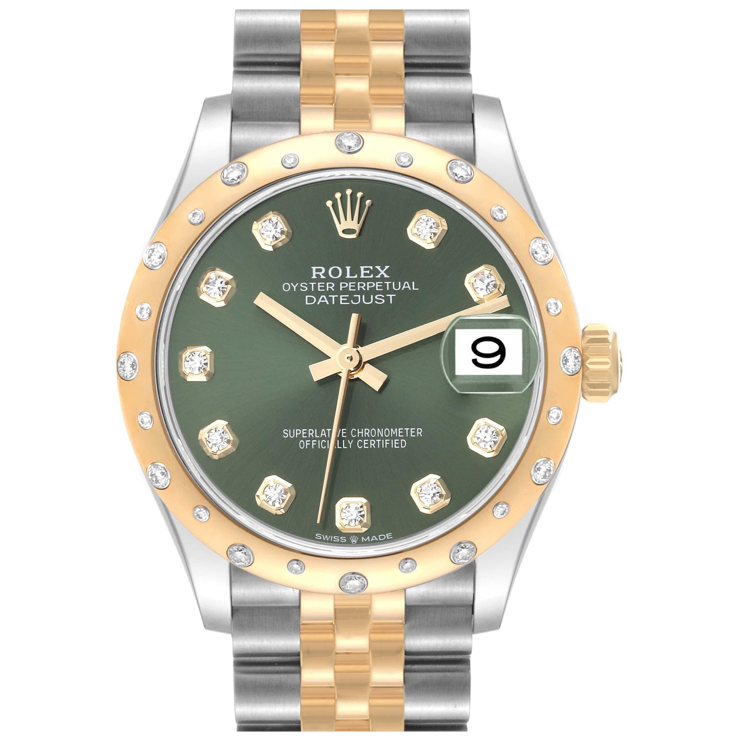 Rolex Datejust Midsize Steel Yellow Gold Diamond Ladies Watch 278343 Unworn For Sale