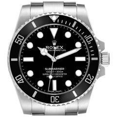 Used Rolex Submariner Black Dial Ceramic Bezel Steel Mens Watch 114060 Box Card