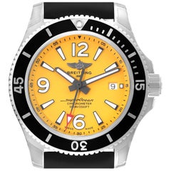 Used Breitling Superocean II Yellow Dial Steel Mens Watch A17367 Unworn
