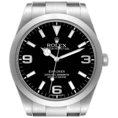 Used Rolex Explorer I 39mm Black Dial Steel Mens Watch 214270 Box Card